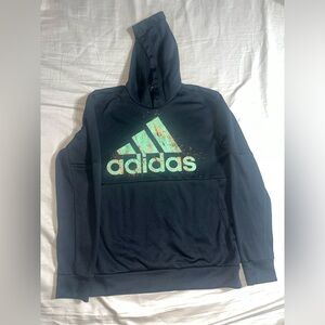 Men’s size small Adidas black with green& orange lightweight hoodie